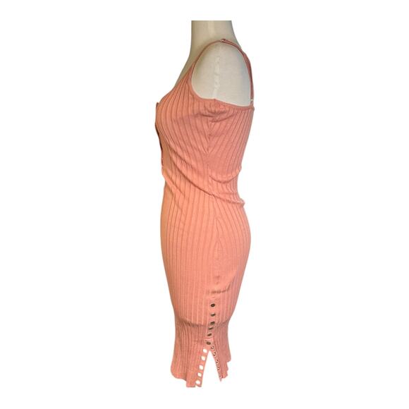 GUESS Blush Pink Size Large Ribbed Soft Stretchy Silver Functional Buttons Thick - Picture 3 of 10